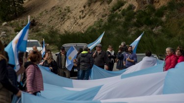 La manifestación en Villa Mascardi sobre la Ruta Nacional 40 fue encabezada por Patricia Bullrich el 2 de octubre del año pasado. Foto Archivo: Marcelo Martínez