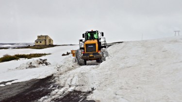 Hay cerca de un metro de nieve acumulada a 7 km de Copahue. Foto: Fabricio Sosa.