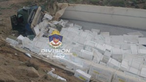 Los vecinos se llevaron el salmón de un camión de Chile que volcó cerca de Pino Hachado