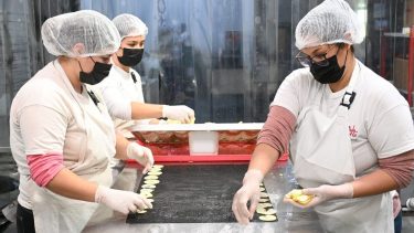 Mano de obra. Operarias de una fábrica procesadora de manzanas, en el Alto Valle del Río Negro. Foto: Florencia Salto.