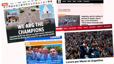 Los festejos en Buenos Aires, según los principales portales de noticias del mundo. Foto captura de pantalla