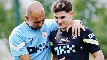 La alegría de Pep Guardiola por la consagración de Lionel Messi y Julián Álvarez