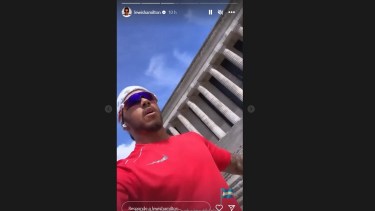 Una de las historias que compartió Hamilton en su Instagram. 