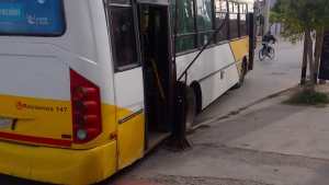 Otro más: un colectivo se quedó sin frenos y chocó contra un poste en Neuquén
