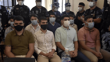 Los ocho rugbiers imputados por el crimen de Fernando Báez Sosa. Foto: José Scalzo/NA