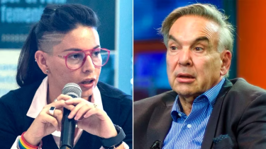 La ministra de las Mujeres, Género y Diversidad, Ayelén Mazzina, y el  referente de Juntos por el Cambio (JxC), Miguel Ángel Pichetto. 