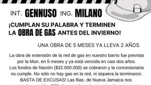 Reclamaron en el oeste de Bariloche por una obra de gas inconclusa