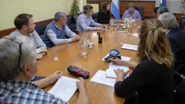 La reunión que se desarrollo hoy en el ministerio de Trabajo, en Viedma. 