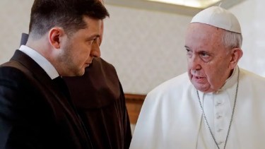 Volodomir Zelenski ya visitó al Papa en 2020. Foto archivo. 