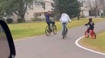 Imagen de Video: Lionel Messi salió a pasear en bicicleta en Rosario y un detalle enloqueció a todos