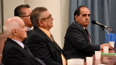Los cuatro principales jefes policiales condenados: Rinzafri, los hermanos Moisés y Adolfo Soto y Zalazar. (Archivo Matias Subat)