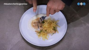 Filet de yacaré,  la receta de María Sol en MasterChef Argentina. Foto: Captura Telefé