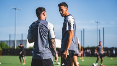 Lionel Messi realizó la práctica junto a Sergio Busquets.