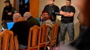 Jones Huala durante el juicio de extradición en Esquel. 