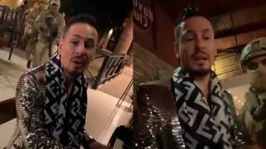 El momento en el que es "detenido" Rodrigo Tapari, excantante de Ráfaga. 