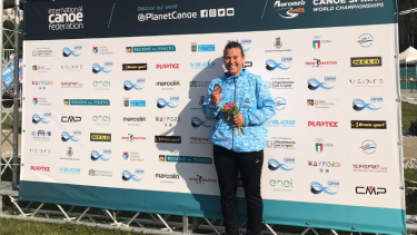 Martina, la única medallista de la Selección Argentina de canotaje en el Mundial italiano.