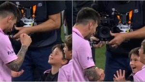 Video| En algo tenía que fallar&#8230;: el juego que le ganó Mateo Messi a su papá Lionel