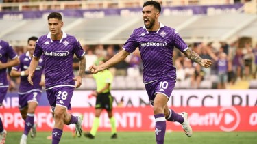 González y Martínez Quarta durante el festejo de gol. 