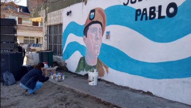 El mural que pintaron frente al Puesto Roca, en Zapala. (Gentileza)
