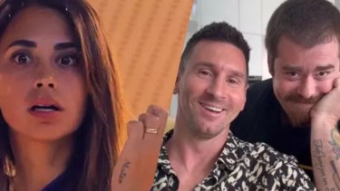 Antonela Roccuzzo reaccionó al beso de Migue Granados a Lionel Messi.-