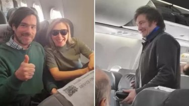 Las fórmulas presidenciales del FIT y LLA coincidieron en el vuelo a Santiago del Estero. Foto: Gentileza. 