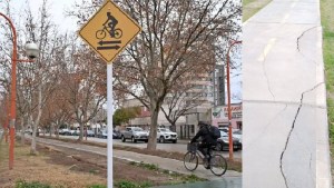 En Cipolletti sigue la polémica por la ciclovía de la Alem, ahora porque se está rompiendo