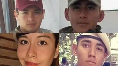 Cristian, Martín, Guadalupe y Oscar, los soldados muertos tras el vuelco de un camión en San Martín de los Andes. 