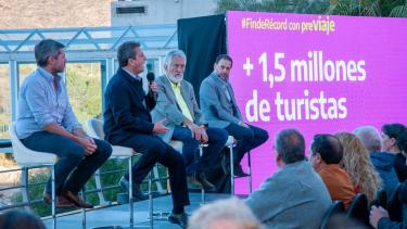 Massa hizo el anuncio desde San Luis junto a Lammens y el gobernador Alberto Rodríguez Saá / Foto: Télam.
