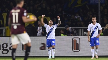 Lautaro Martinez anotó en la victoria del Inter. (Fabio Ferrari/LaPresse via AP)