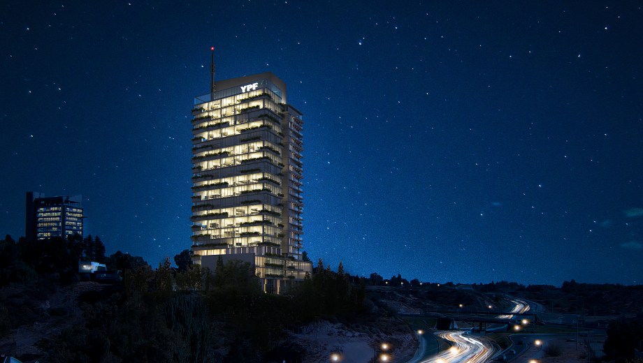 Render nocturno de Torre Aura