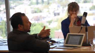 Sandro Abraldes y Sandra González Taboada, jurados en el concurso. (Matías Subat)