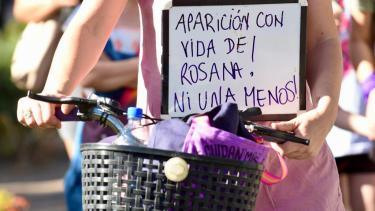 En la última marcha del 25 de noviembre, día internacional de la eliminación de la violencia contra las mujeres, se pidió por Rosana. En ese momento llevaba dos días desaparecida. Foto Matías Subat.