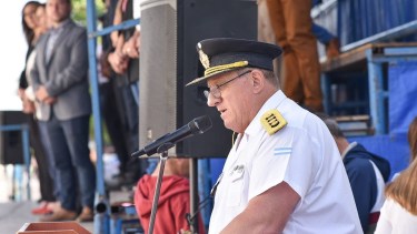 El comisario general Osvaldo Tellería fue el único orador en el acto. Foto: Mauricio Martín.
