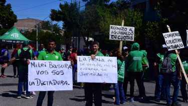 Sindicatos y organizaciones sociales contra el DNU de Milei en Roca. Foto: archivo Alejandro Carnevale
