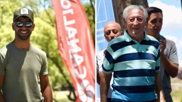 Franco Balboa y Oscar Roza: el último y el primer ganador de la Regata del Río Negro estuvieron en la playa de la Isla Jordán (Foto/Matías Subat)