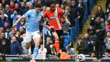 Julián Álvarez fue clave en la goleada del Manchester City. (AP Photo/Rui Vieira)