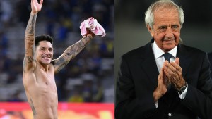 Rodolfo D´onofrio felicitó a Enzo Pérez luego de la eliminación de Estudiantes a Boca en Córdoba