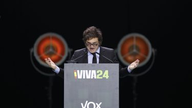 La presentación de Milei en el Congreso de Vox. (Foto: El Mundo). 