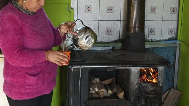 Las estufas a leña sirven para cocinar y calefaccionarse en los hogares sin gas por red. Foto: Chino Leiva