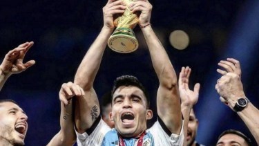 El "Huevo" Marcos Acuña llegó al país para sumarse a los entrenamientos de la Selección. Foto archivo. 