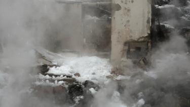 El refugio se incendió en medio de la nevada. Foto: gentileza