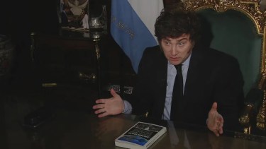 El presidente Milei en la entrevista.