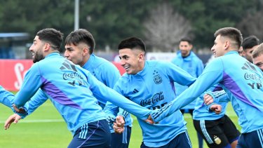 El Sub 23 albiceleste se entrena en un clima distendido en la previa de los amistosos ante Paraguay. 