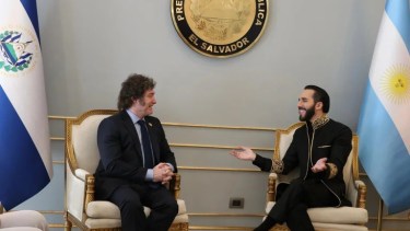 Javier Milei y Nayib Bukela, reunidos este sábado. Foto: gentileza Infobae. 