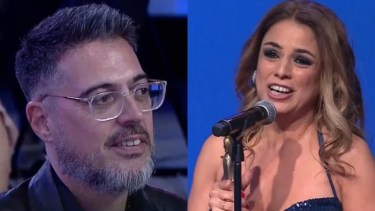 Marina Calabró pasó una incómoda noche en los Martín Fierro de Radio, ante la presencia de Rolando Barbano.-