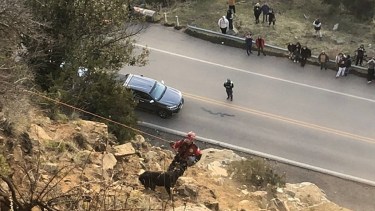 Un grupo especial de bomberos rescato al perro. Foto:https://www.facebook.com/fmdellagoradio/posts/