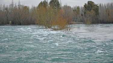 El cauce madre del río Limay muestra su gran caudal en estos días de demanda energética (foto Florencia Salto)