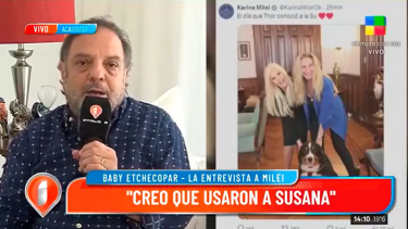 Baby Etchecopar dijo que "usaron" a Susana Giménez, luego de la foto con Javier Milei en el balcón de la Casa Rosada. 