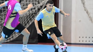La selección argentina de futsal realizó el último entrenamiento de cara al partido con Angola por el cierre del Grupo C. Fotografía: AFA.
