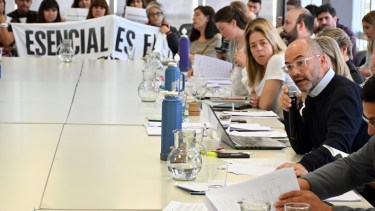 El presidente del PRO, Juan Martín defendió el proyecto para declarar a la educación como "servicio esencial". Foto: Marcelo Ochoa.